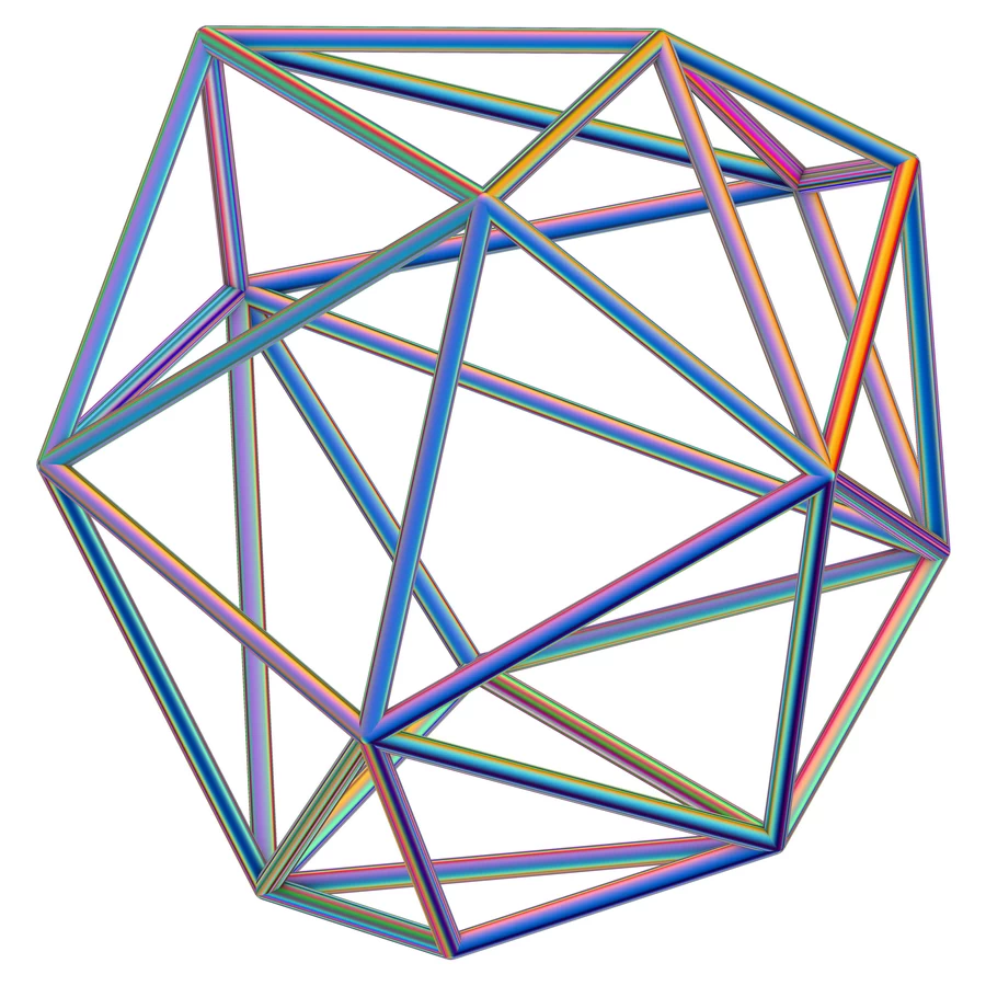 潮流酸性全息金属镭射机能彩虹3D立体几何图形png免抠图片素材【043】